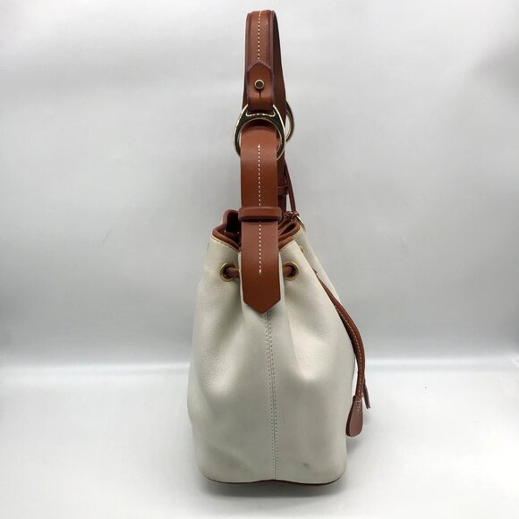 Dooney & Bourke Ivory & Brown Vintage Drawstring Shoulder Bag - Picture 3 of 11